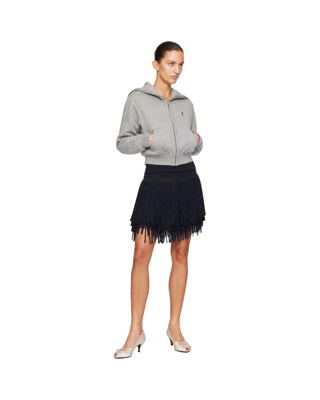 Abra Gray Zipped Up Neck Cardigan