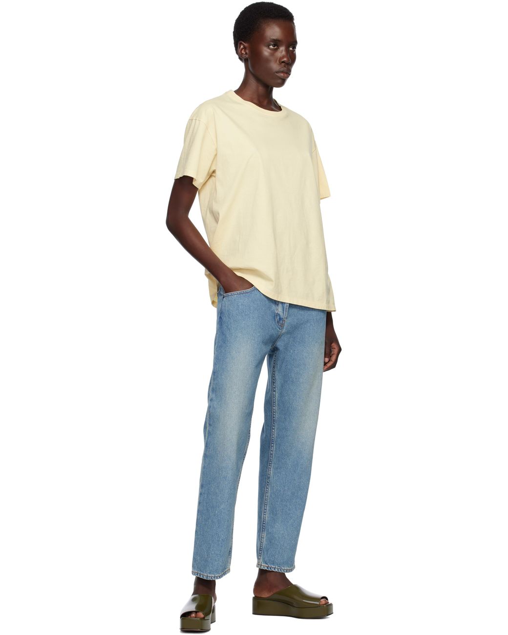 The Row Khaki Emi Flatform Sandals in Black | Lyst