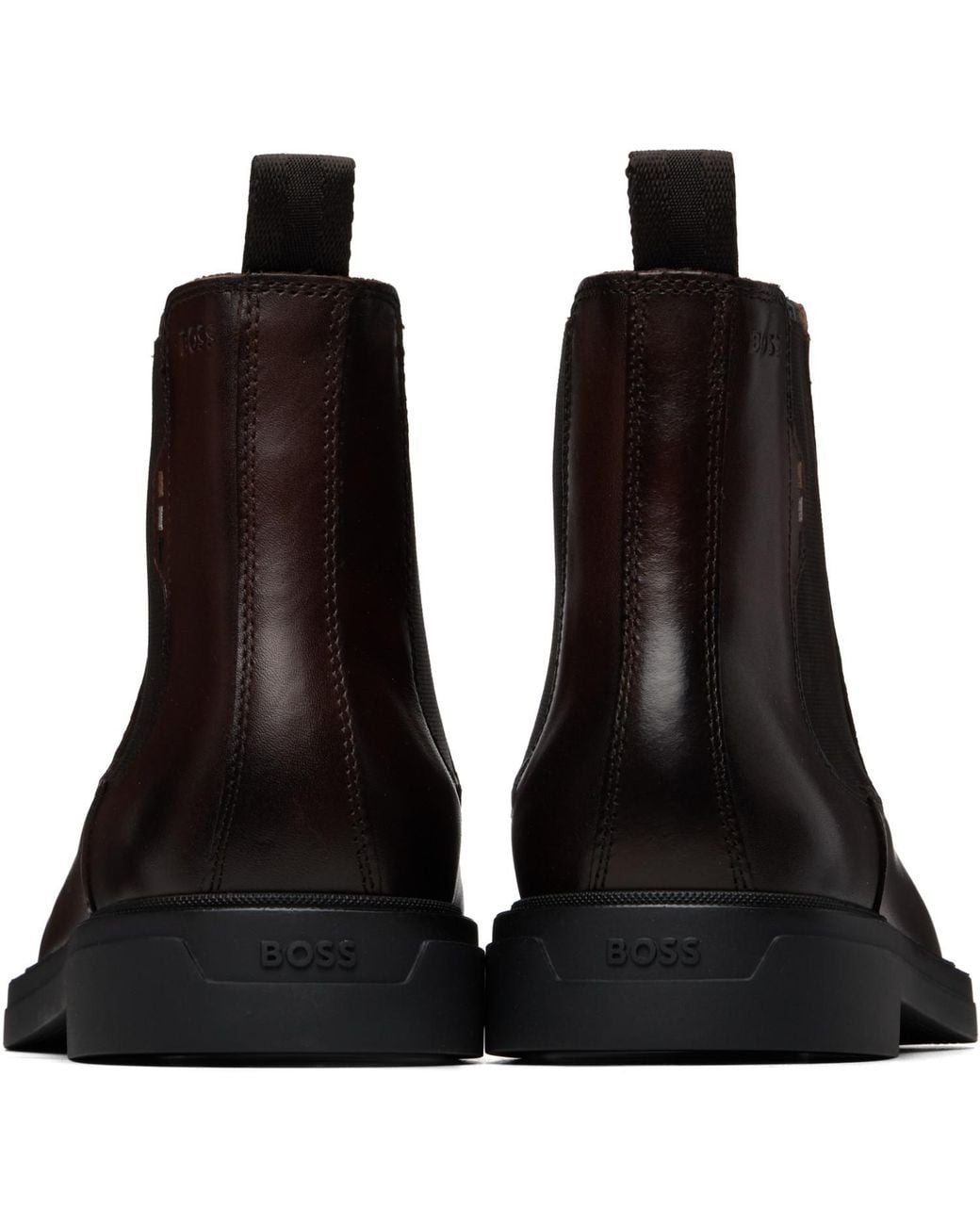 BOSS Signature Stitch Chelsea Boots in Brown for Men | Lyst