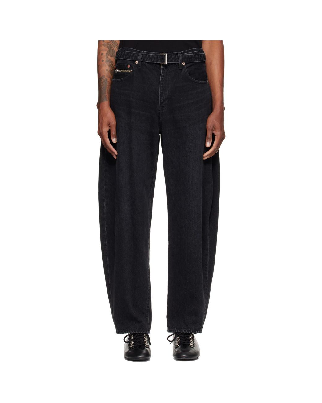 Sacai Black Belted Jeans for men
