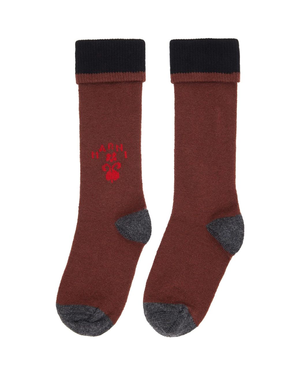 Marni Red Wool Flower Logo Socks