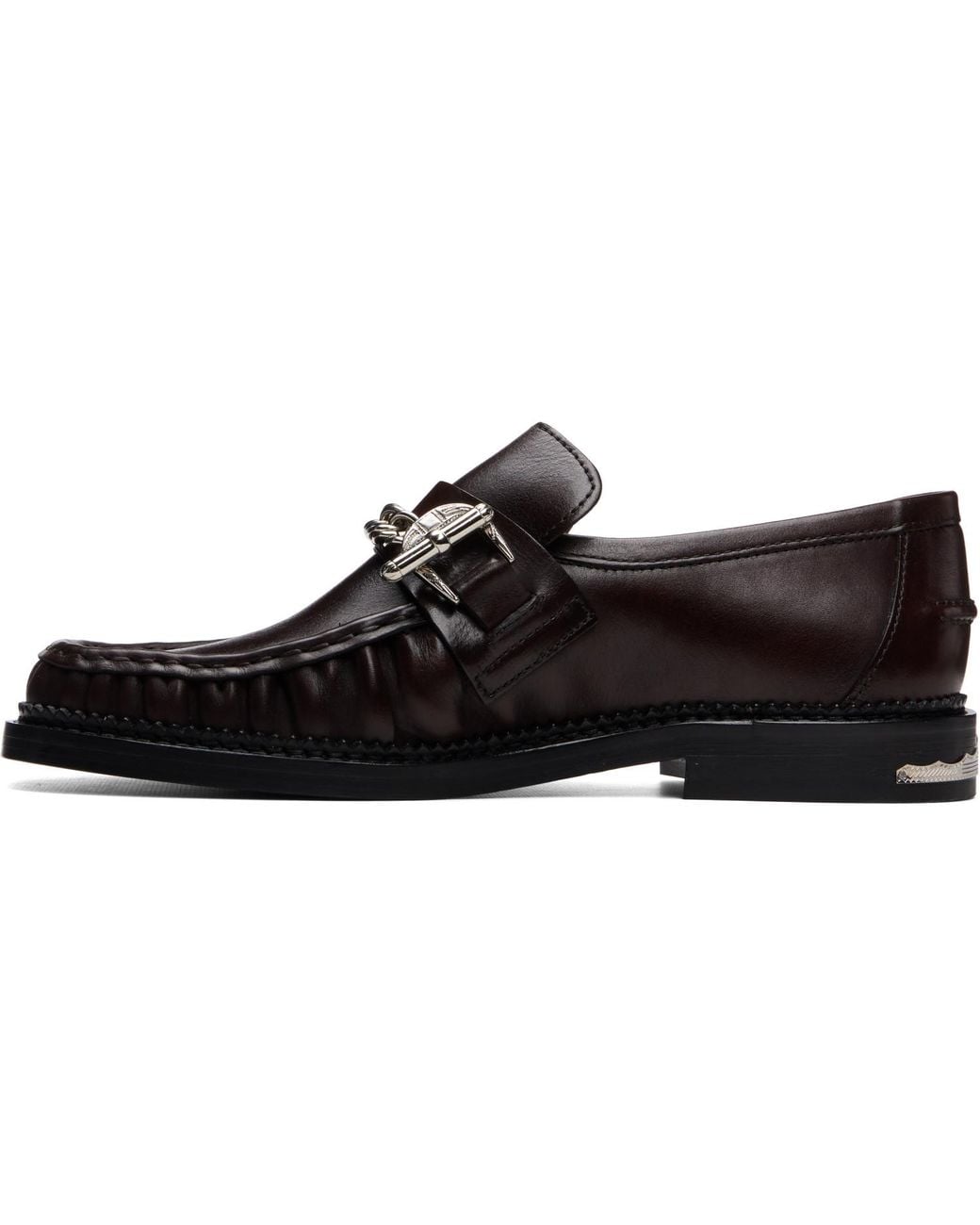Toga Virilis Black Embossed Leather Loafers for men