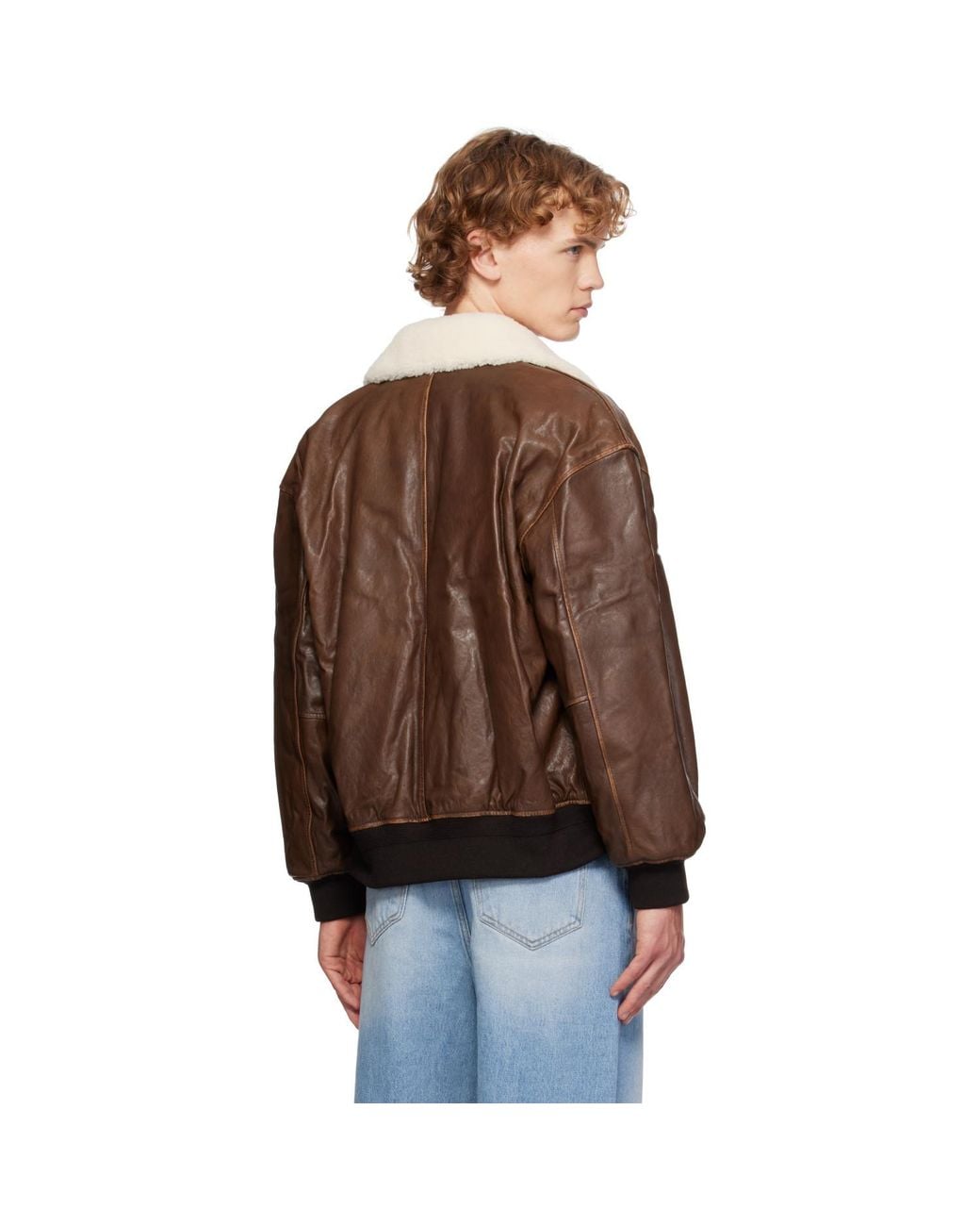 DUNST Brown Detachable A-2 Leather Jacket for men