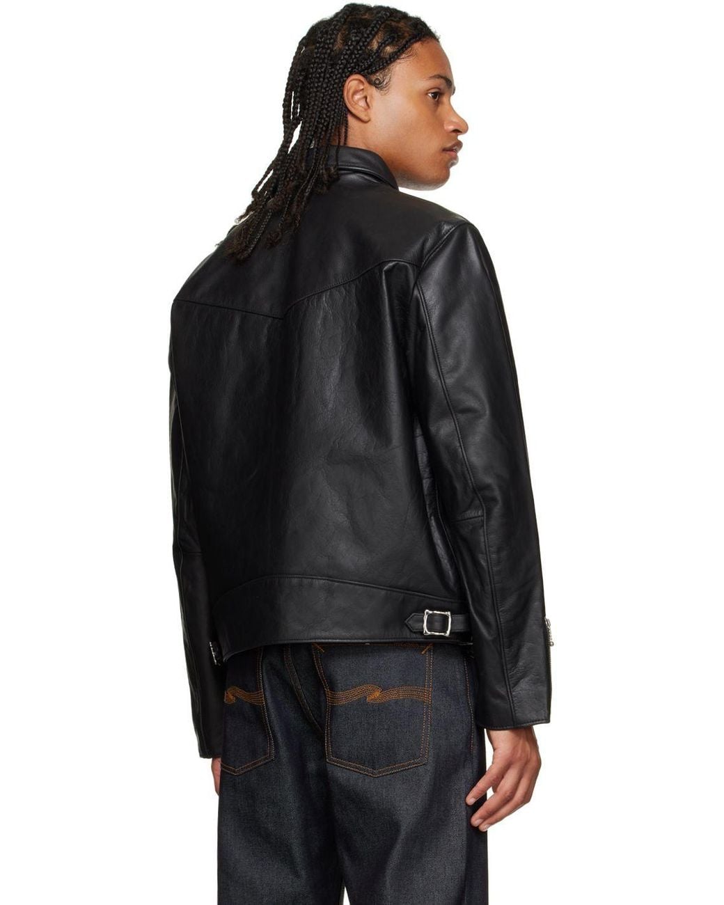 Nudie Jeans Eddy Rider Leather Jacket in Black for Men | Lyst