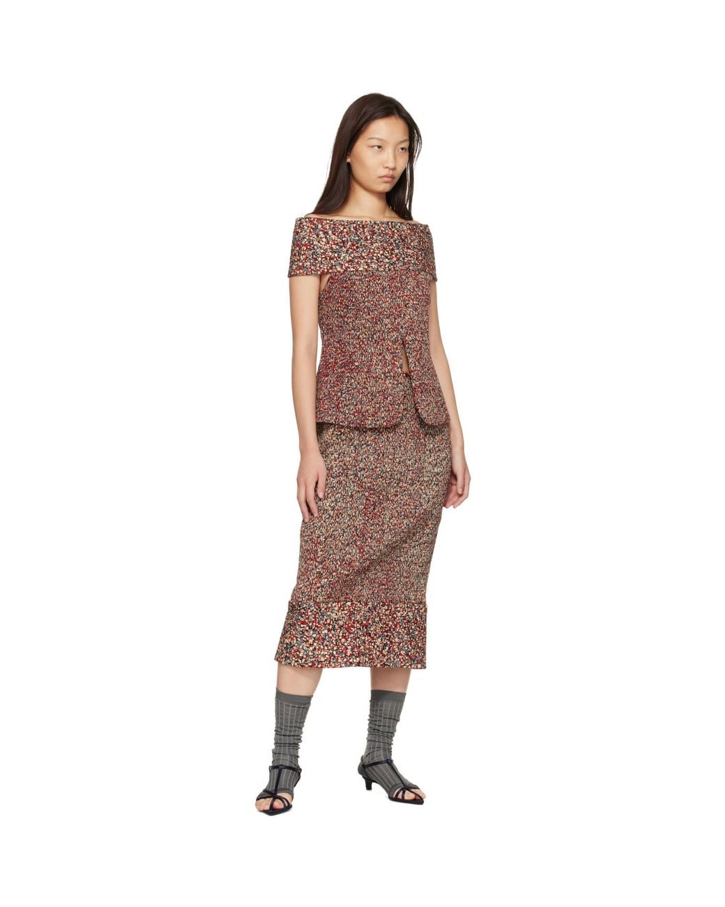 Super Yaya Brown Marie Saam Midi Skirt