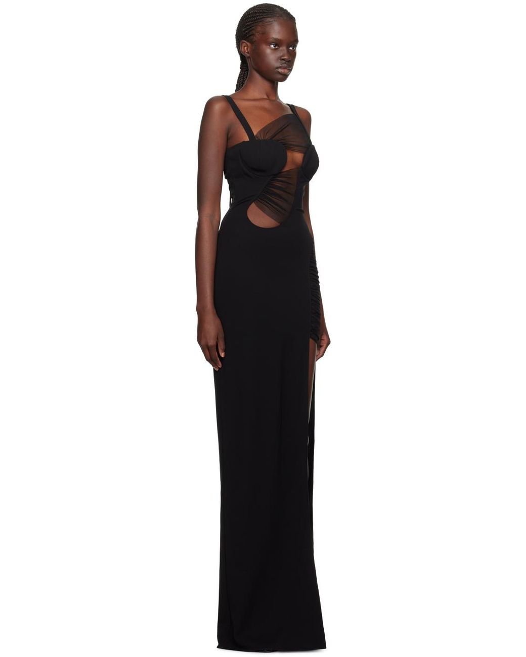 ワンピース Nensi Dojaka FW23 Asymmetric dress (KT033BLACK) Black Asymmetric Maxi Dress by Nensi Dojaka on Sale