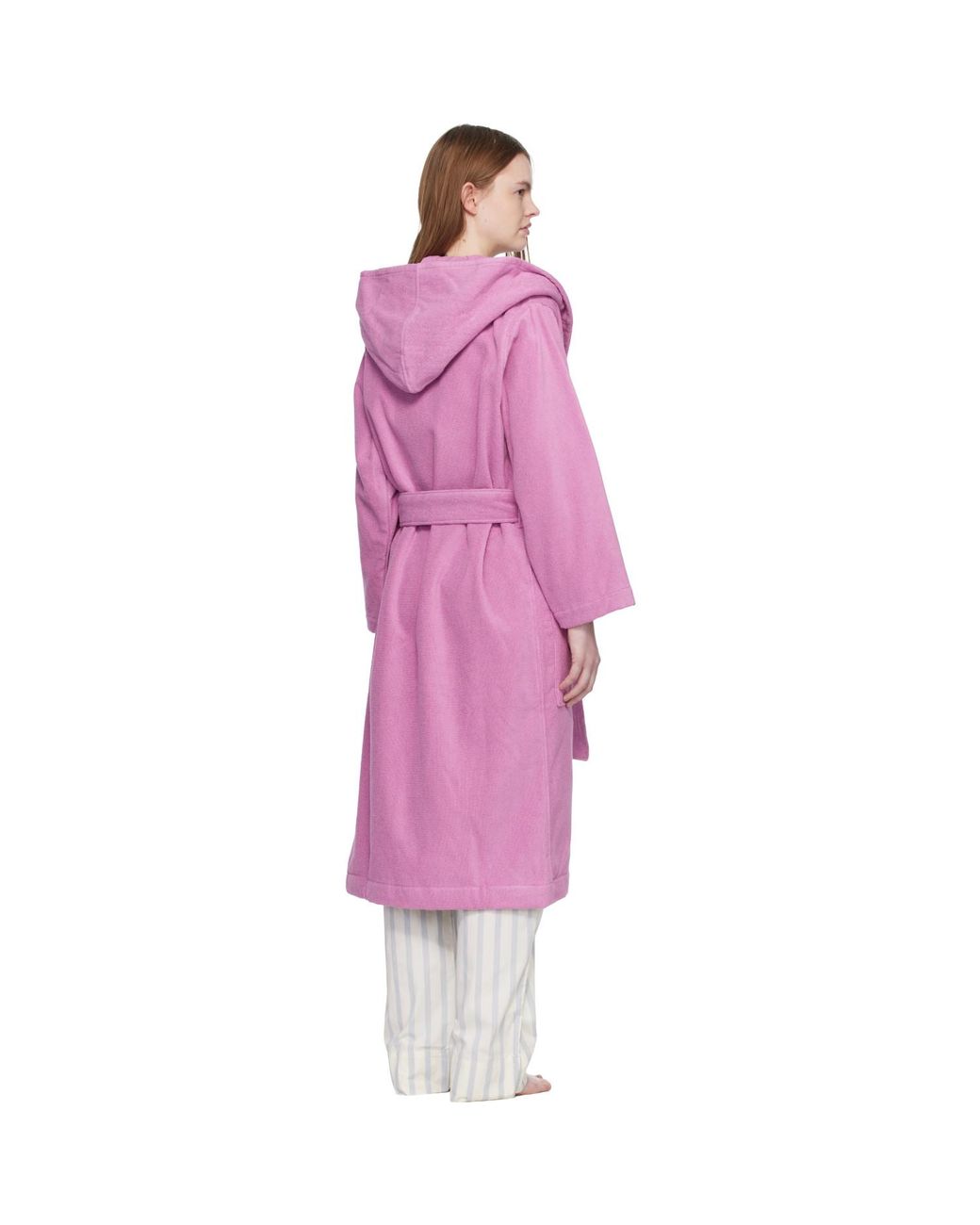 Tekla Pink Terry Hooded Bathrobe