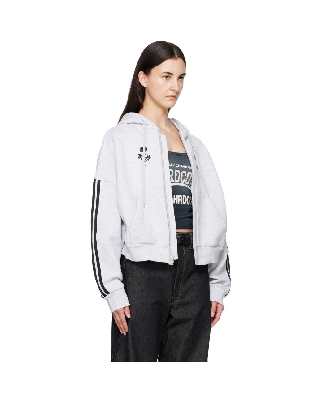 Willy Chavarria White Adidas Originals Edition Full Zip Logo Hoodie
