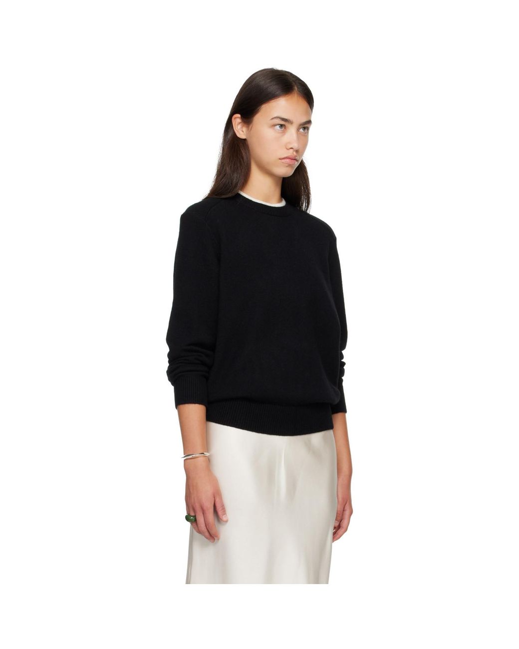 Loulou de Saison Black Off- Otis Bicolor Cashmere Sweater