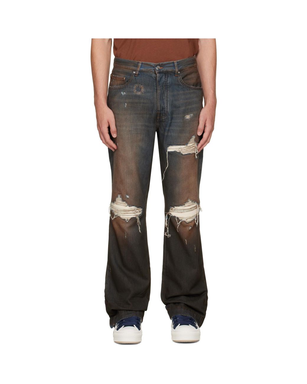 Amiri Gray Straight Flare Mx1 Jeans for men