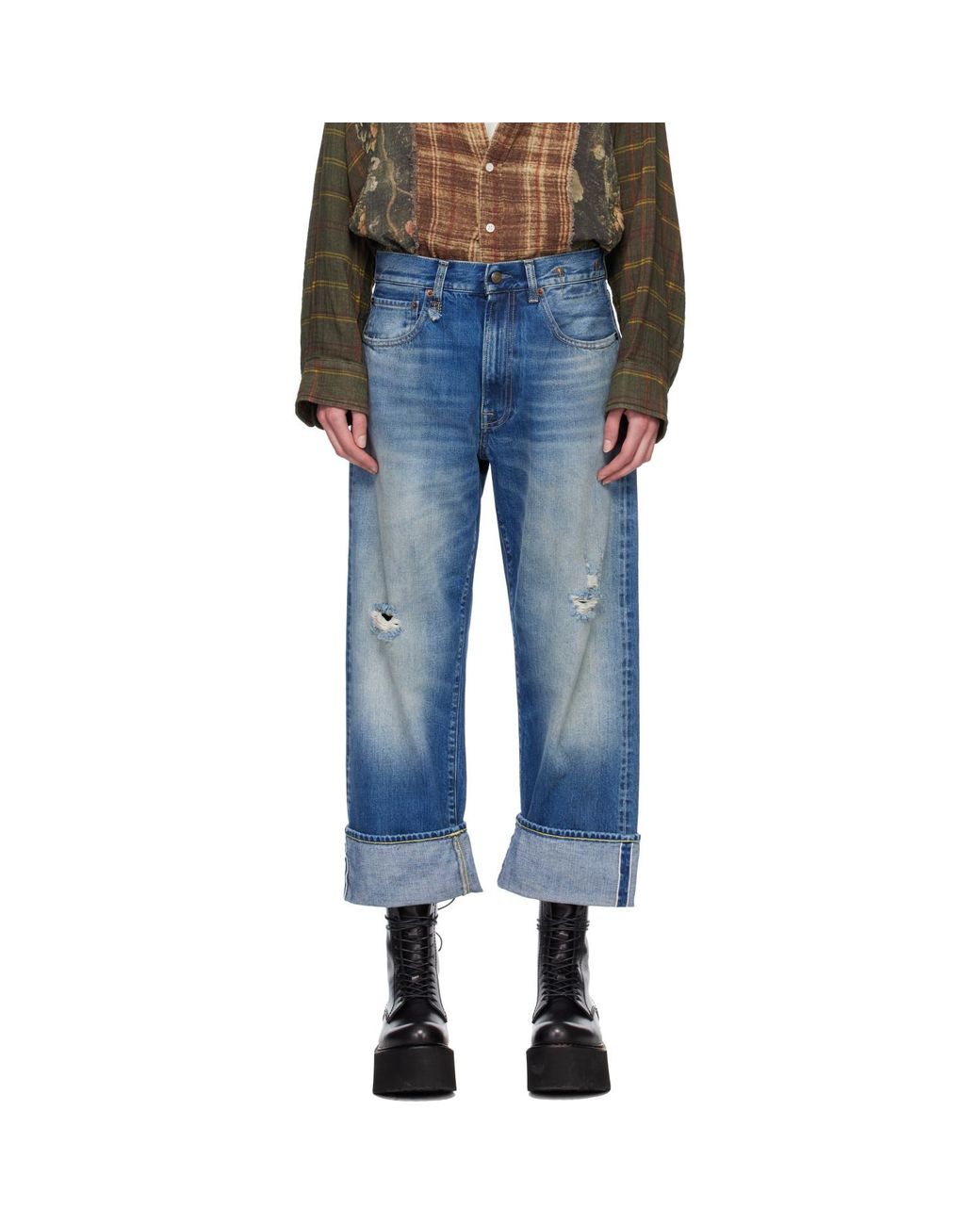 R13 Blue Cuffed X-Boyfriend Jeans