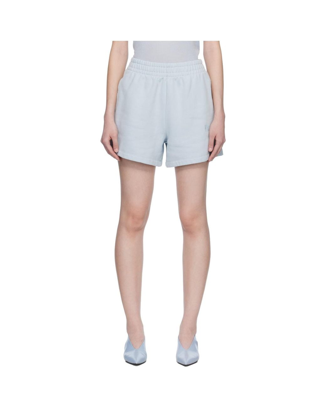 Anine Bing Blue Kam Framed Monogram Shorts