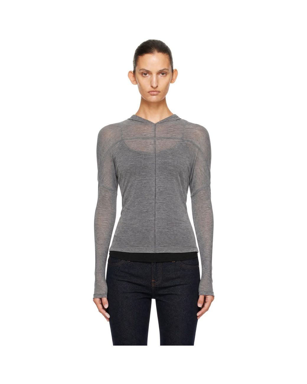 Victoria Beckham Gray Draped Top