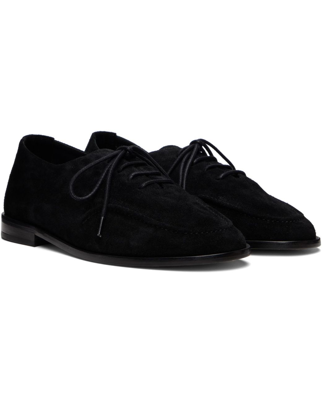 Hereu Black Juliol Lace Up Suede Loafers for men