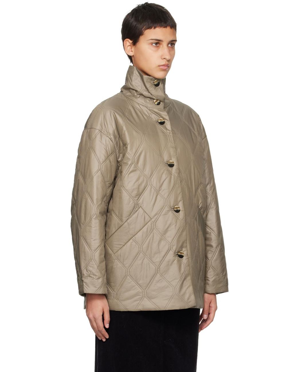 Ganni Taupe Shiny Jacket in Natural Lyst Canada