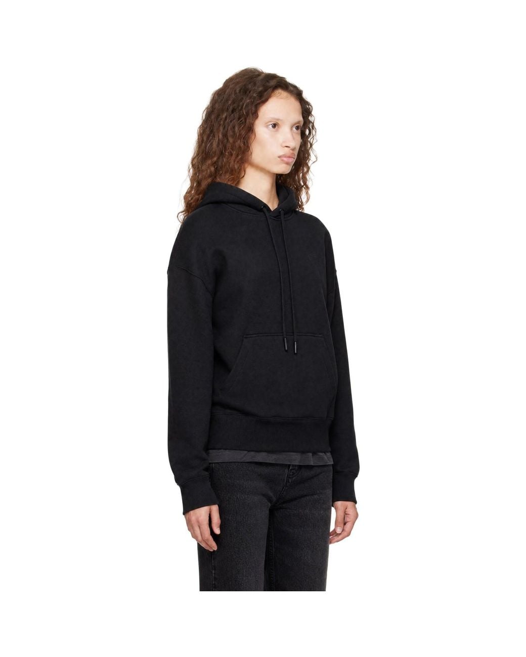 AMI Black Cotton Embossed Ami De Coeur Hoodie