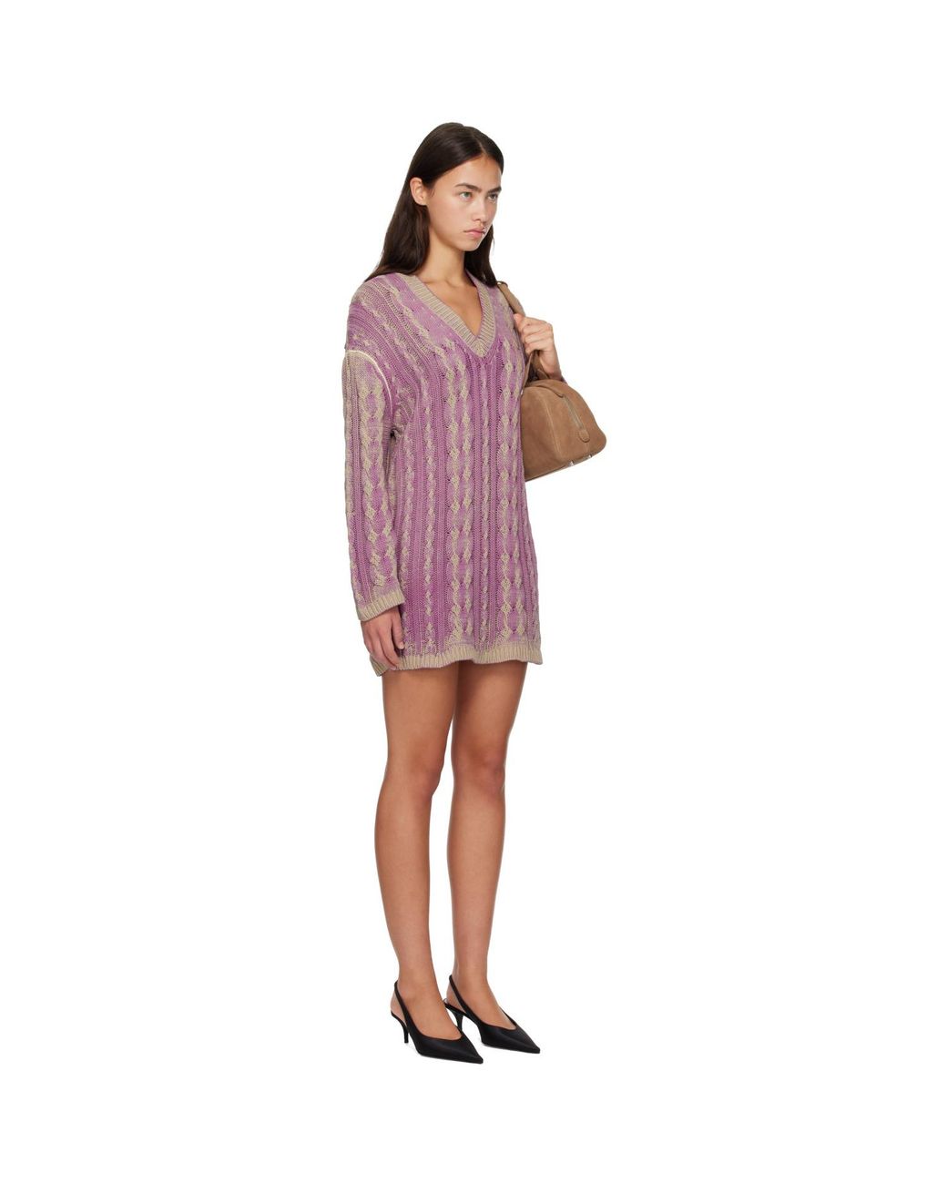 DIESEL Purple Khaki Sweater Minidress