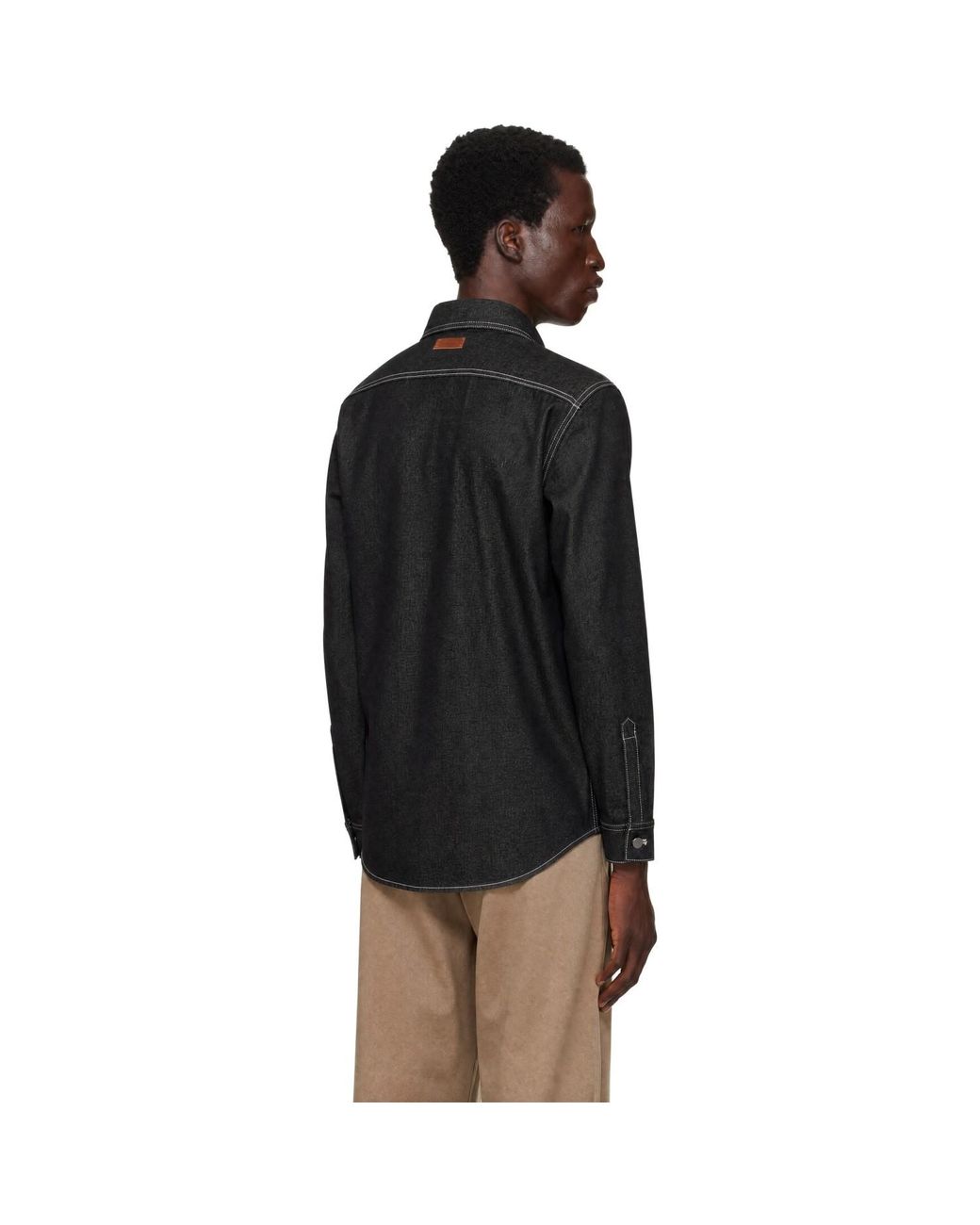 Entire studios Black Oversized Denim Shirt for men