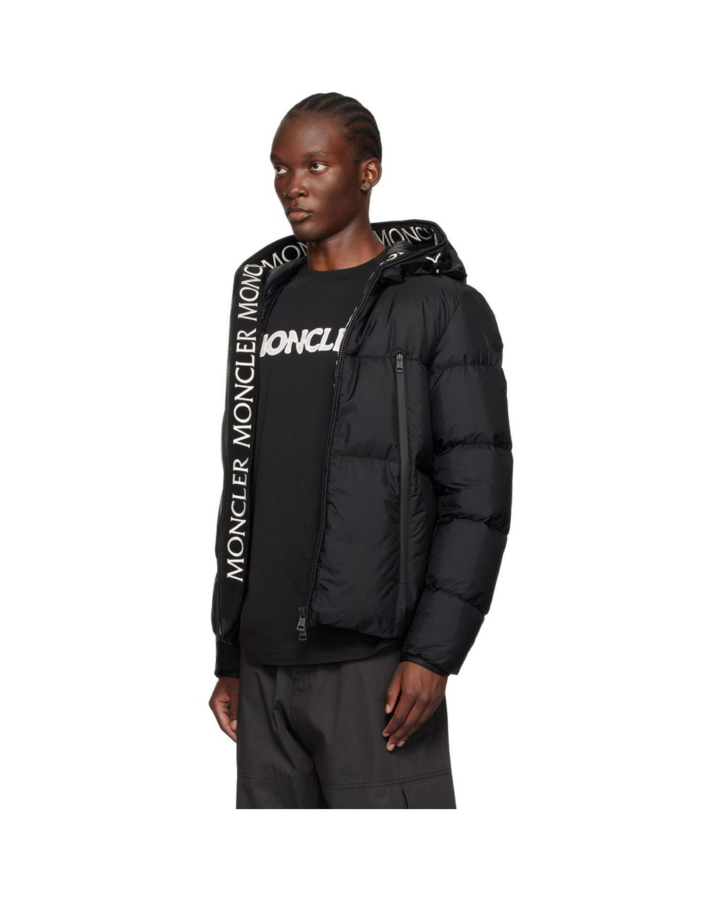 Moncler Black Montcla Paneled Hooded Jacket for men