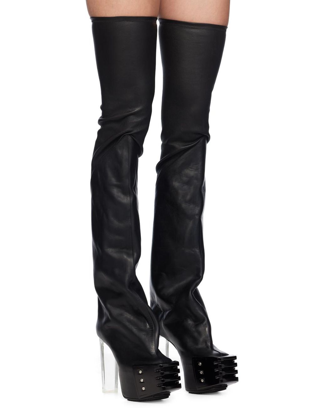 【正規品】Rick Owens ブラック Porterville Flared Kiss ブーツ Rick Owens Black Porterville Flared Kiss Boots Rick Owens