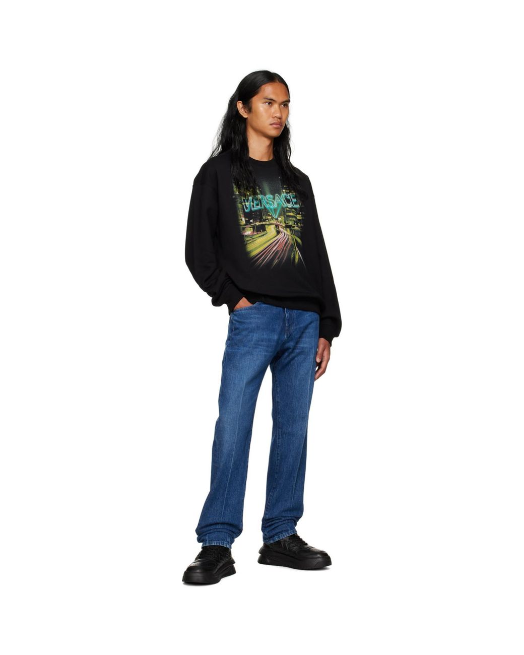 Versace Black Printed Sweatshirt for men