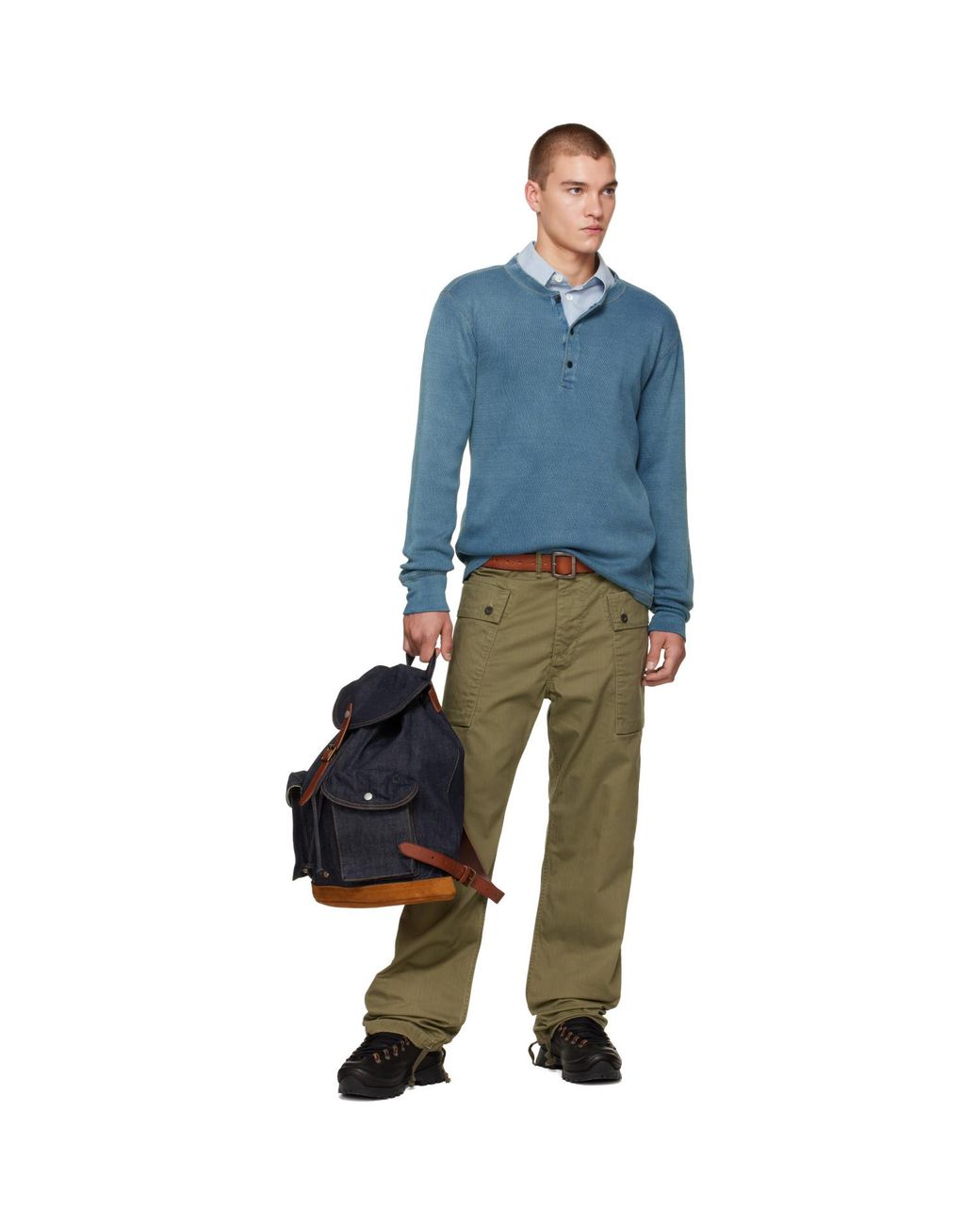 RRL Blue Denim Rucksack Backpack for men