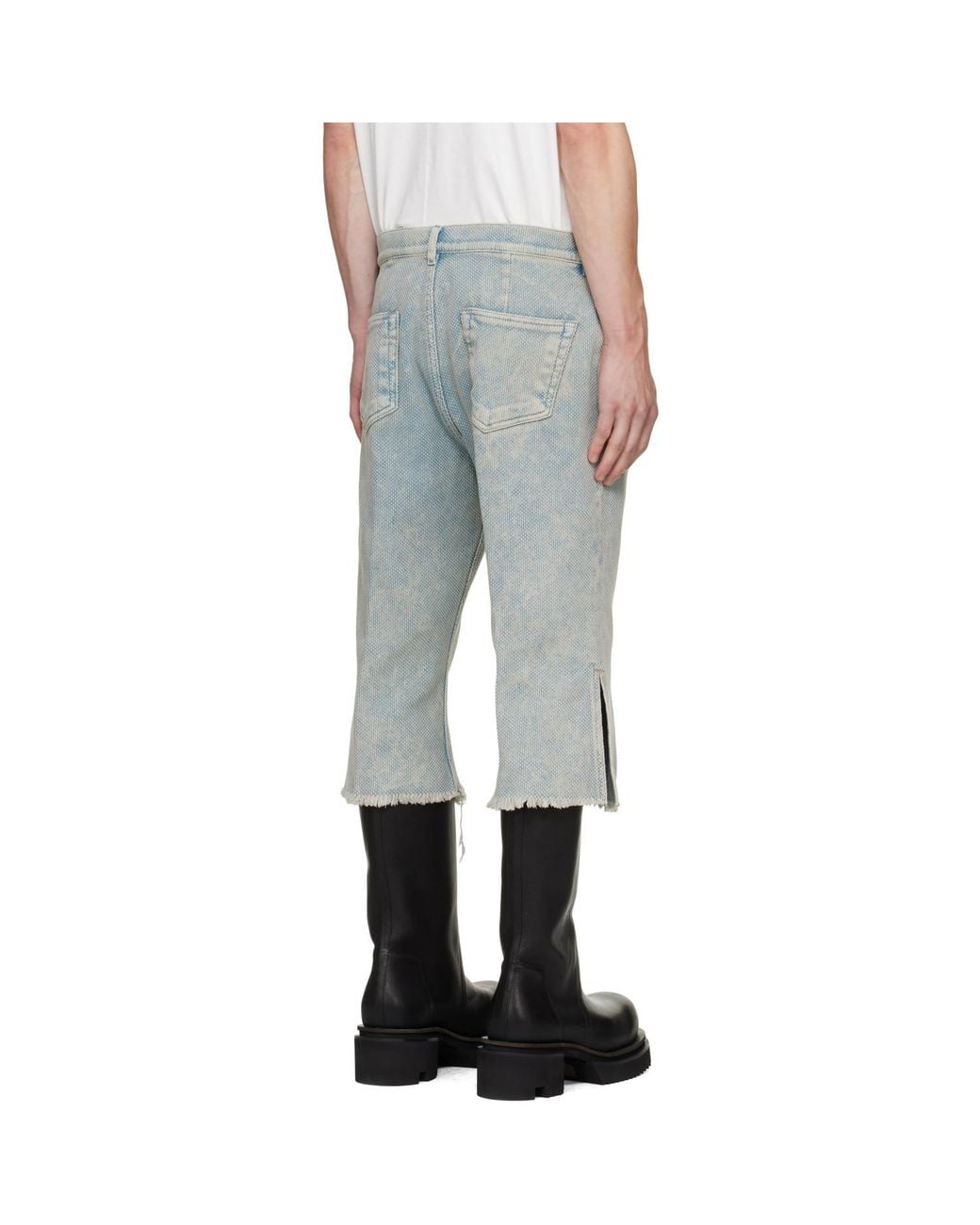 Rick Owens Blue Tower Bolan Cutoff Jeans for men