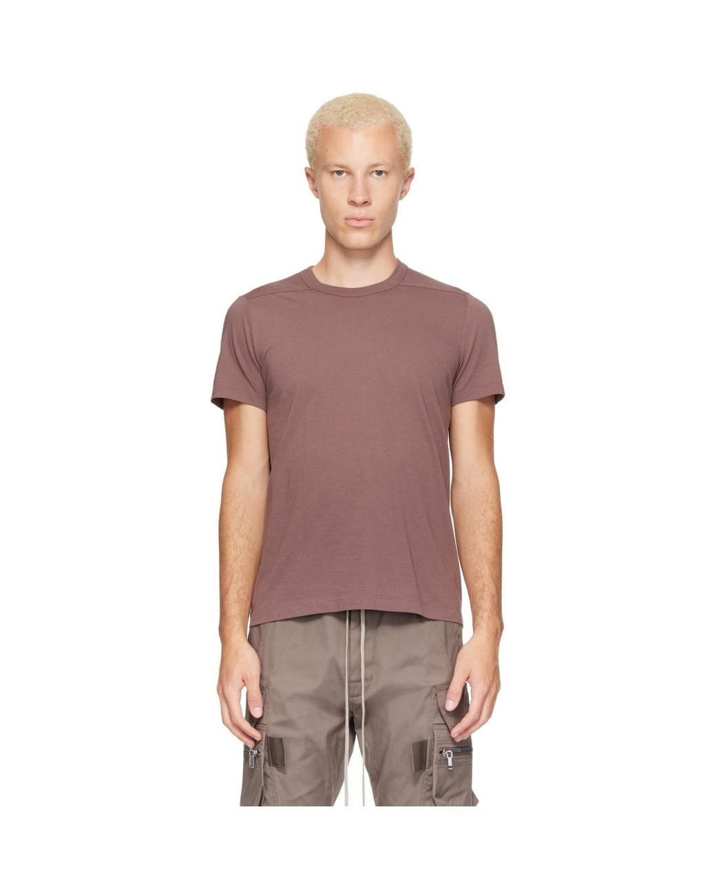 Rick Owens Purple Burgundy Tower Short Level T-Shirt for men