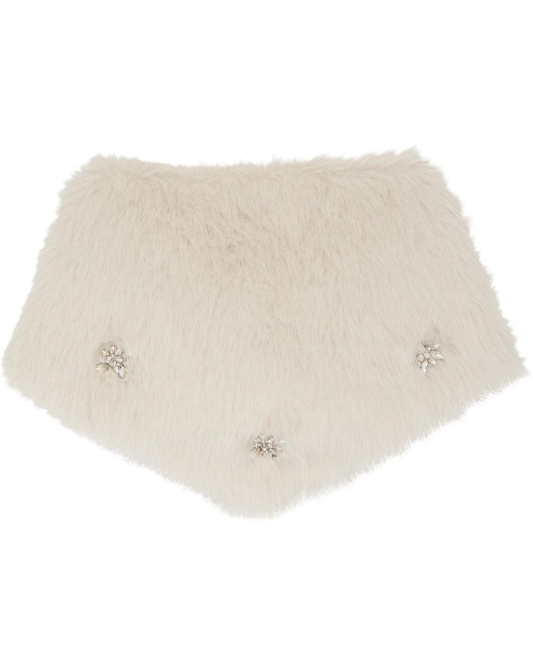 Simone Rocha White Off- Embellished Faux Fur Neckerchief Scarf