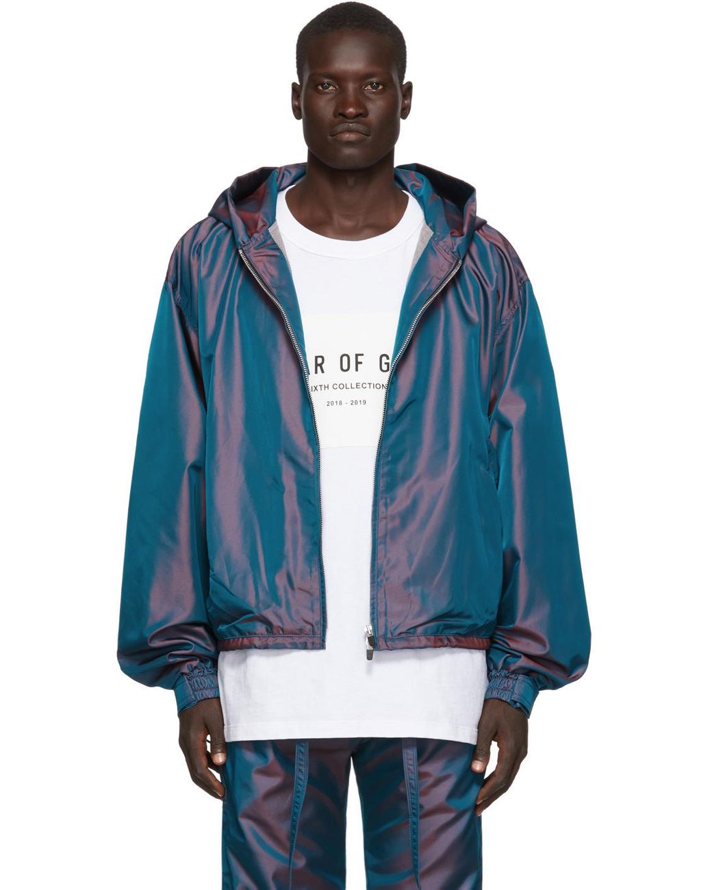 Fear Of God Blue Nylon Iridescent Full zip Jacket for Men Lyst
