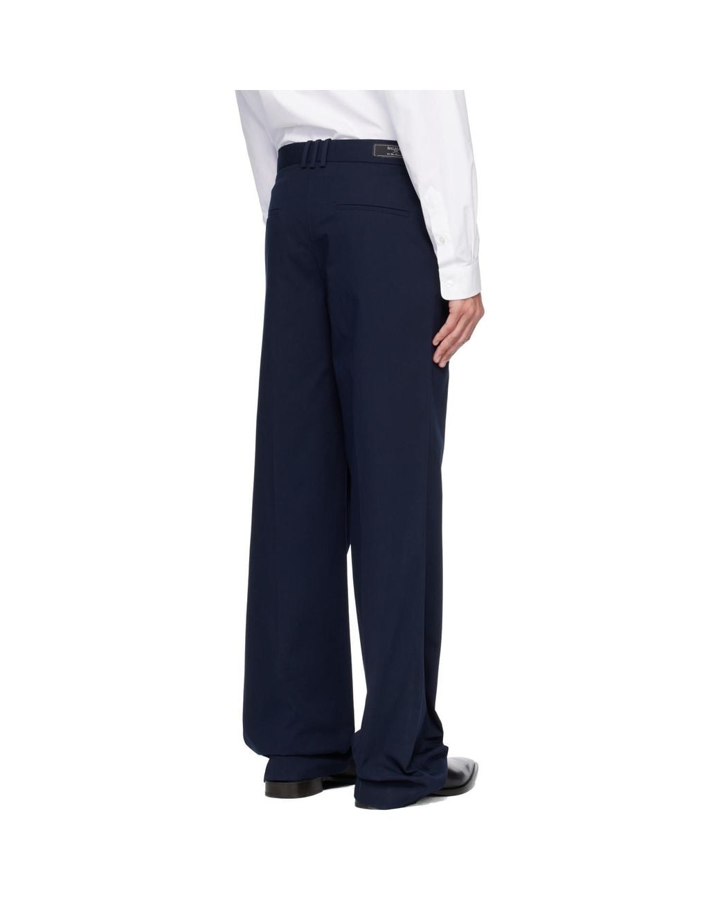 Balmain Blue Cotton Twill Darted Trousers for men