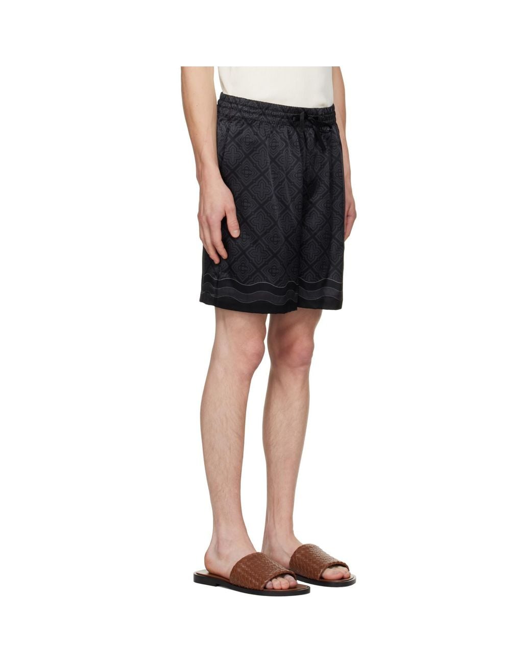 Casablanca Black Silk Shorts for men