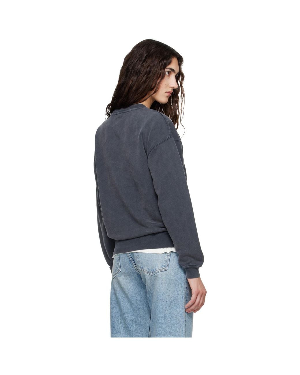 Anine Bing Blue Spencer Leopard Sweatshirt