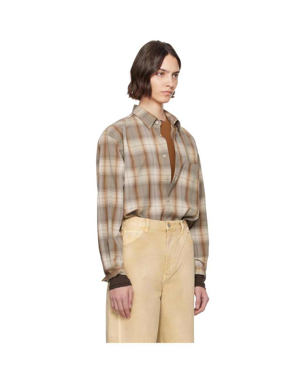 Auralee Natural Super Light Wool Check Shirt