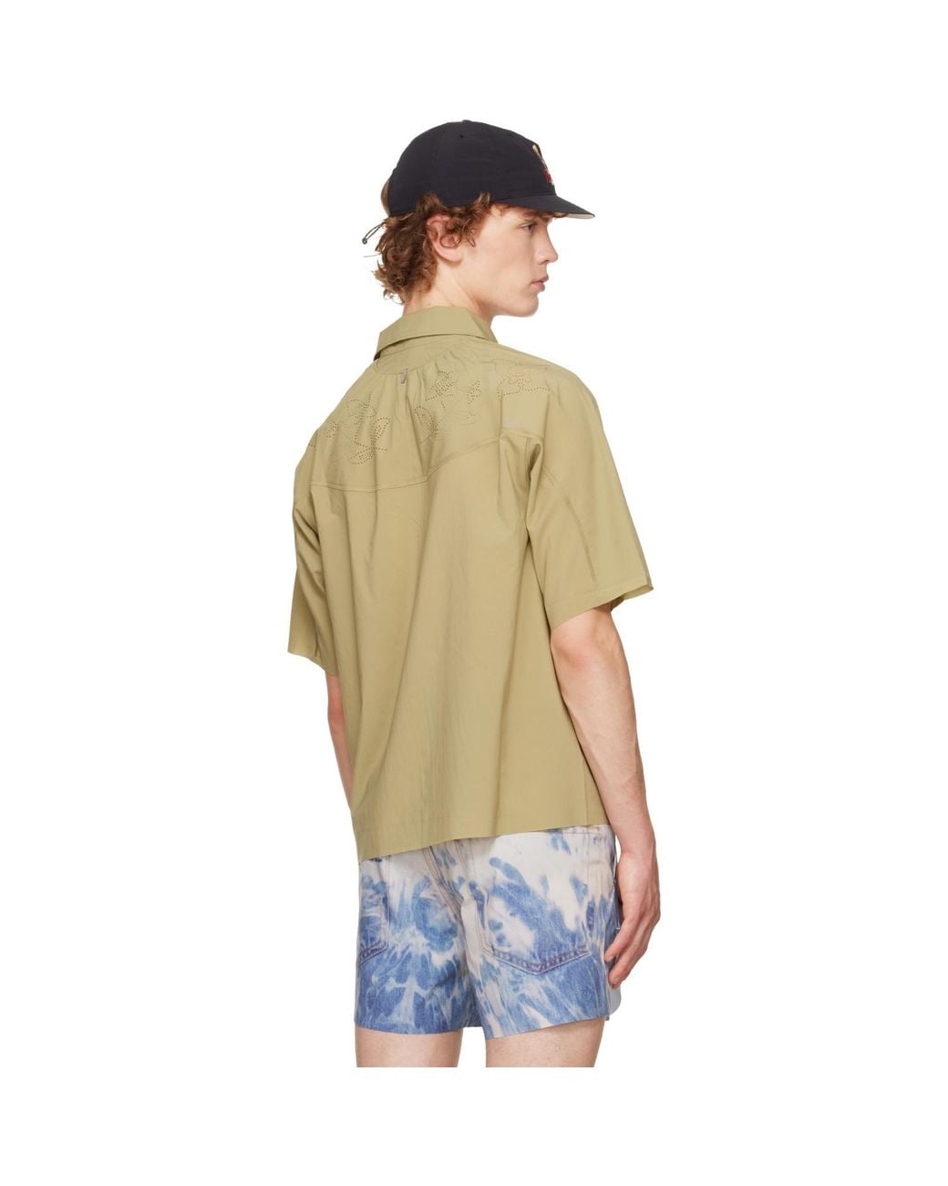 Satisfy Green Khaki Peaceshell River Short Sleeves Shirt for men