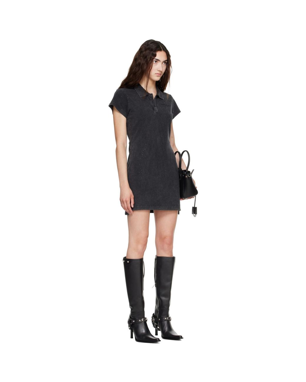 Alexander Wang Black Shrunken Polo Minidress