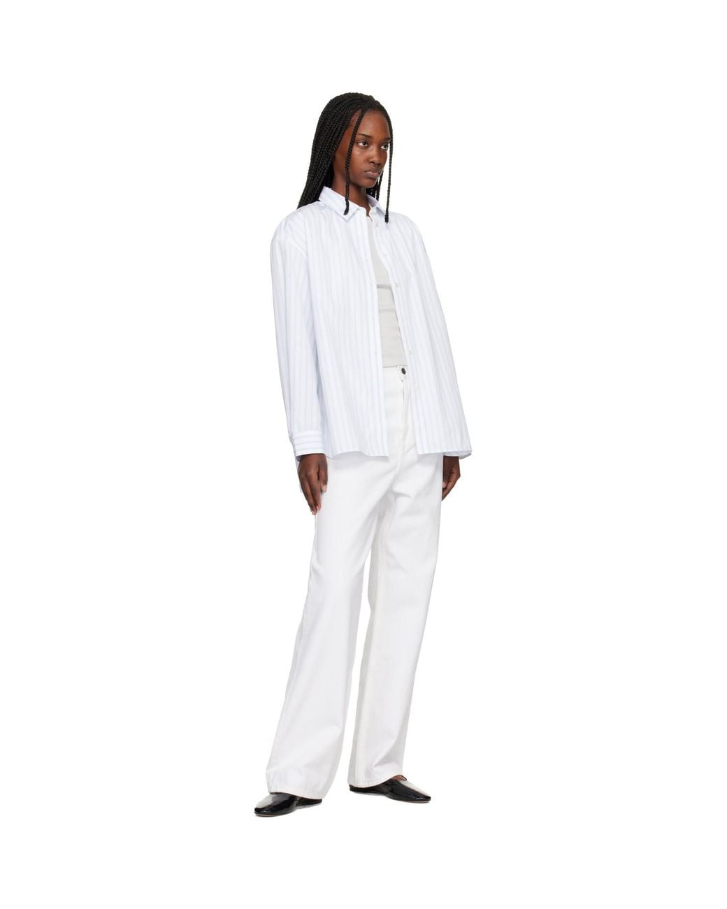 Maison Kitsuné White Striped Boyfriend Shirt