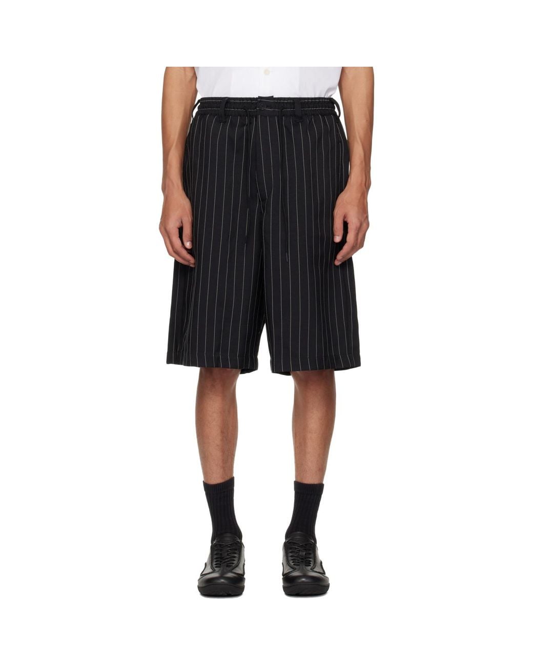 Y-3 Black Pinstripe Sport Uniform Shorts for men