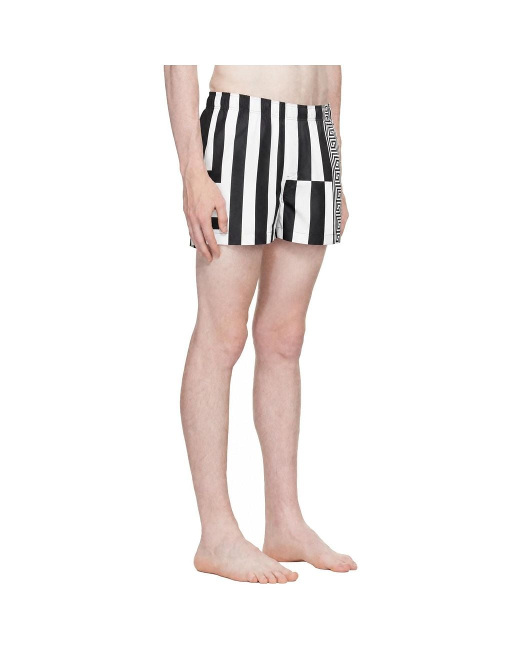Versace Black Printed Swim Shorts for men