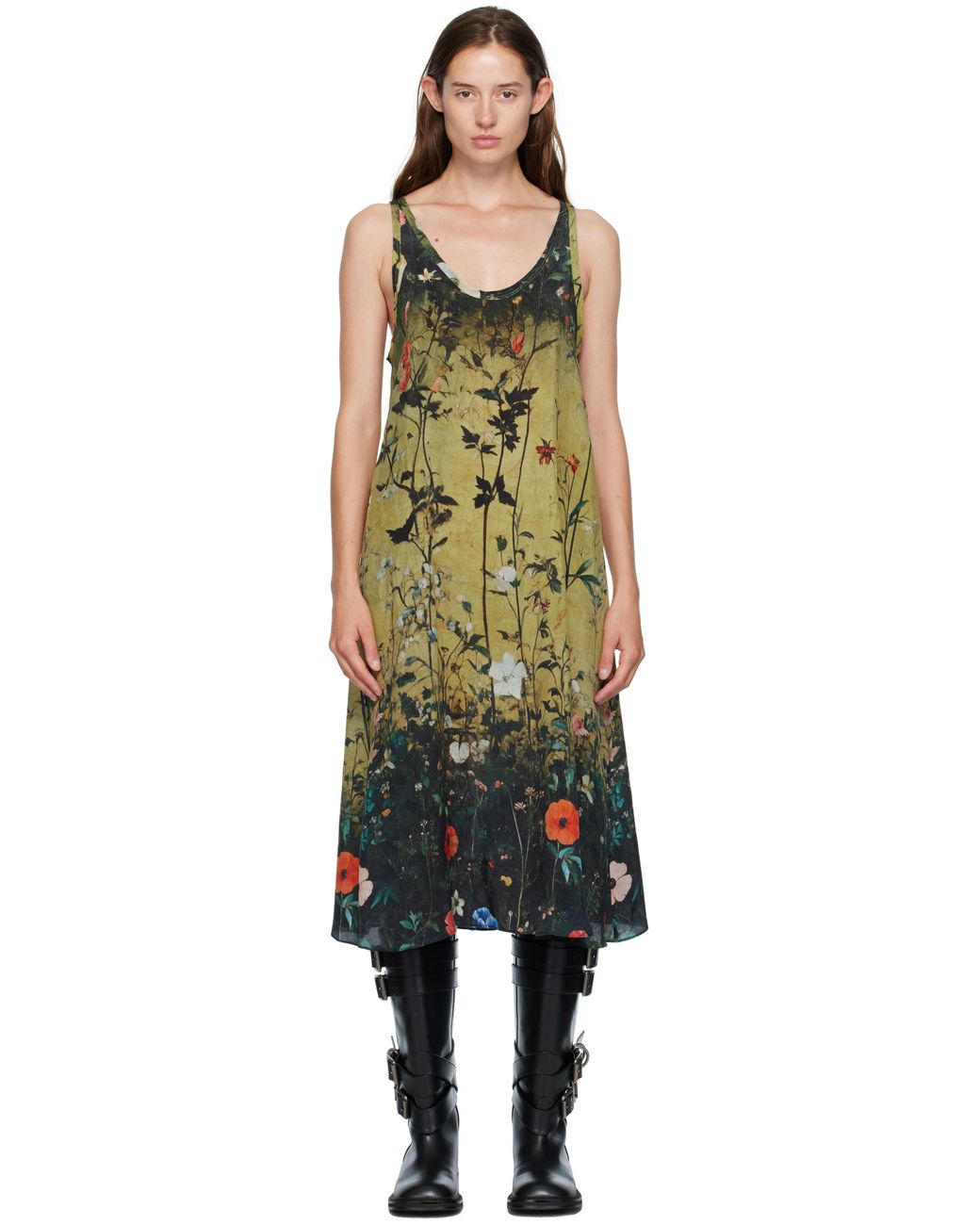 knee length dresses for ladies SHREDDED RELAXED MIDI - OVERDYED LIGHT BLUE PLAID main image 0