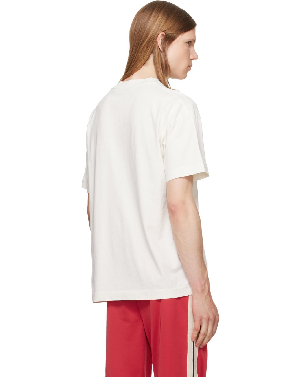 Palm Angels White Off- Neck Logo T-Shirt for men