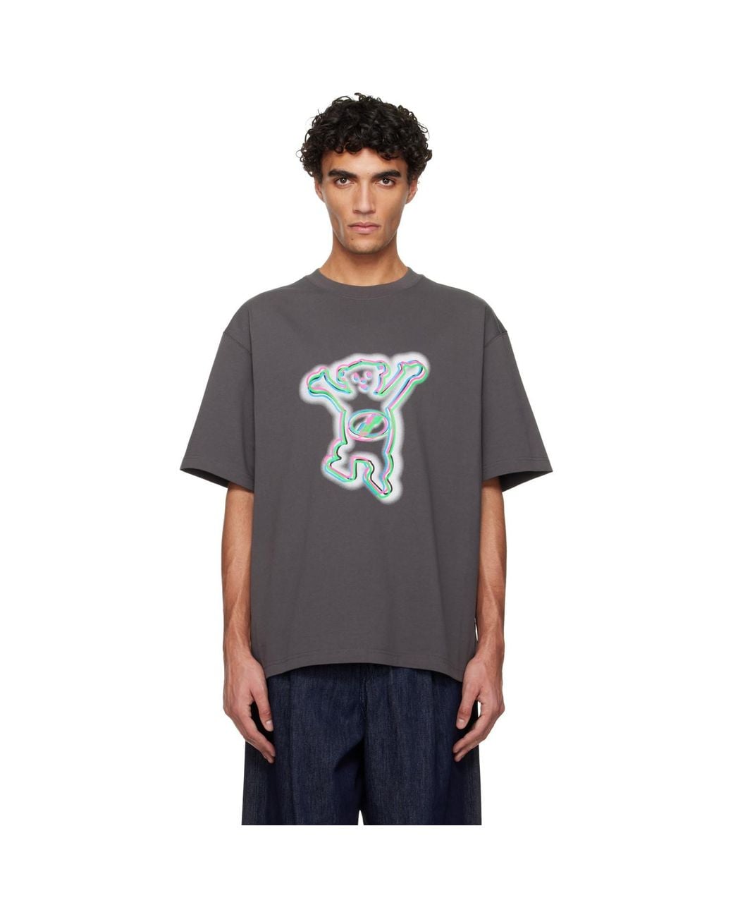 we11done Black Colorful Teddy T-Shirt for men