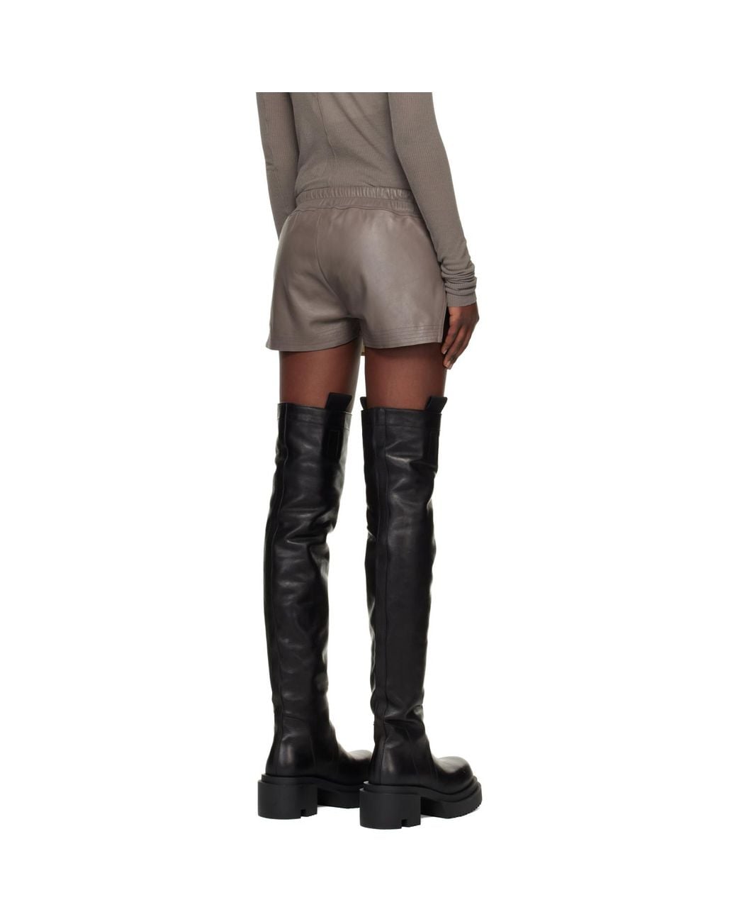 Rick Owens Temple Fog Leather Shorts in Black | Lyst