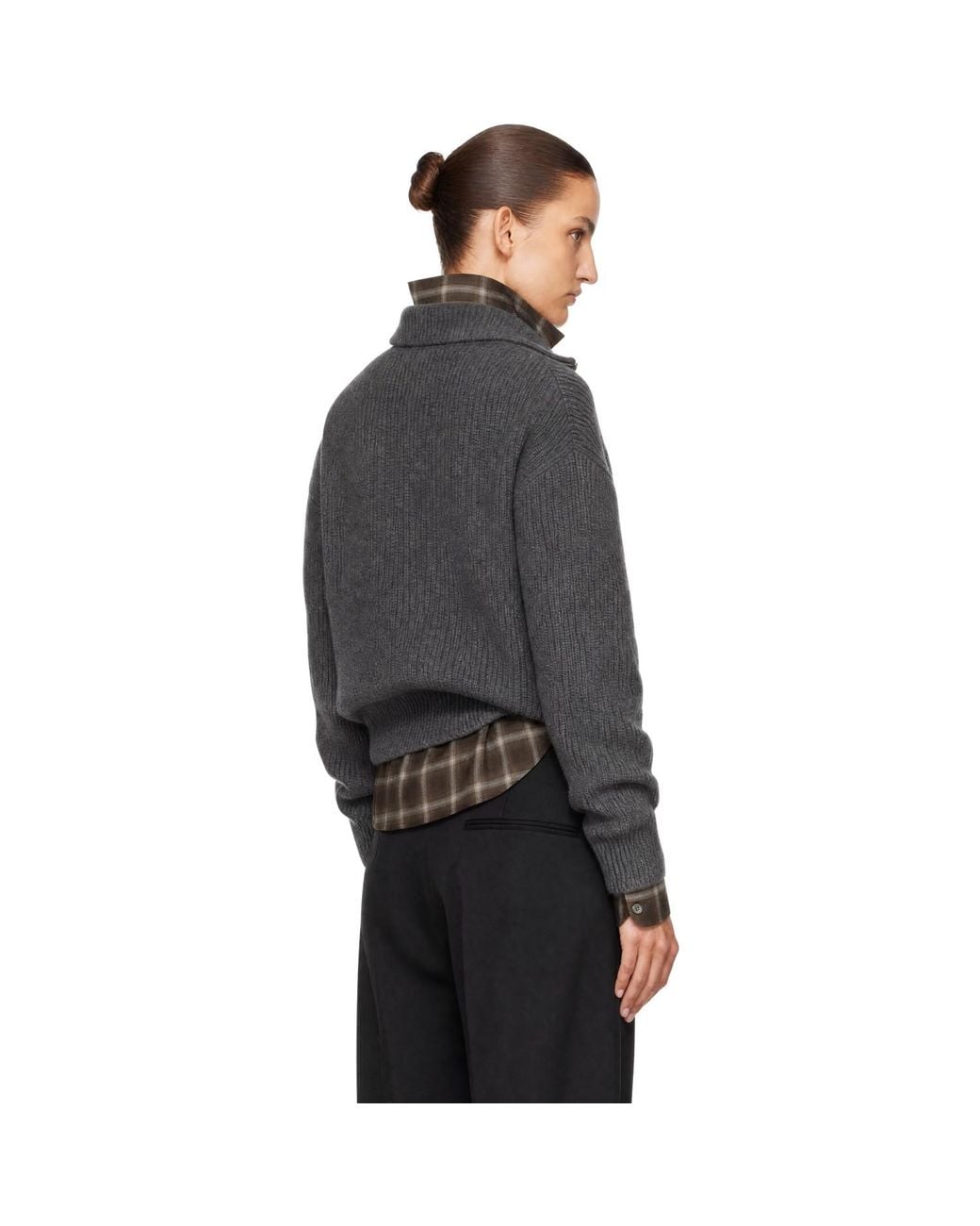 Ssstein Gray Extra Fine Wool Knit Drivers Cardigan
