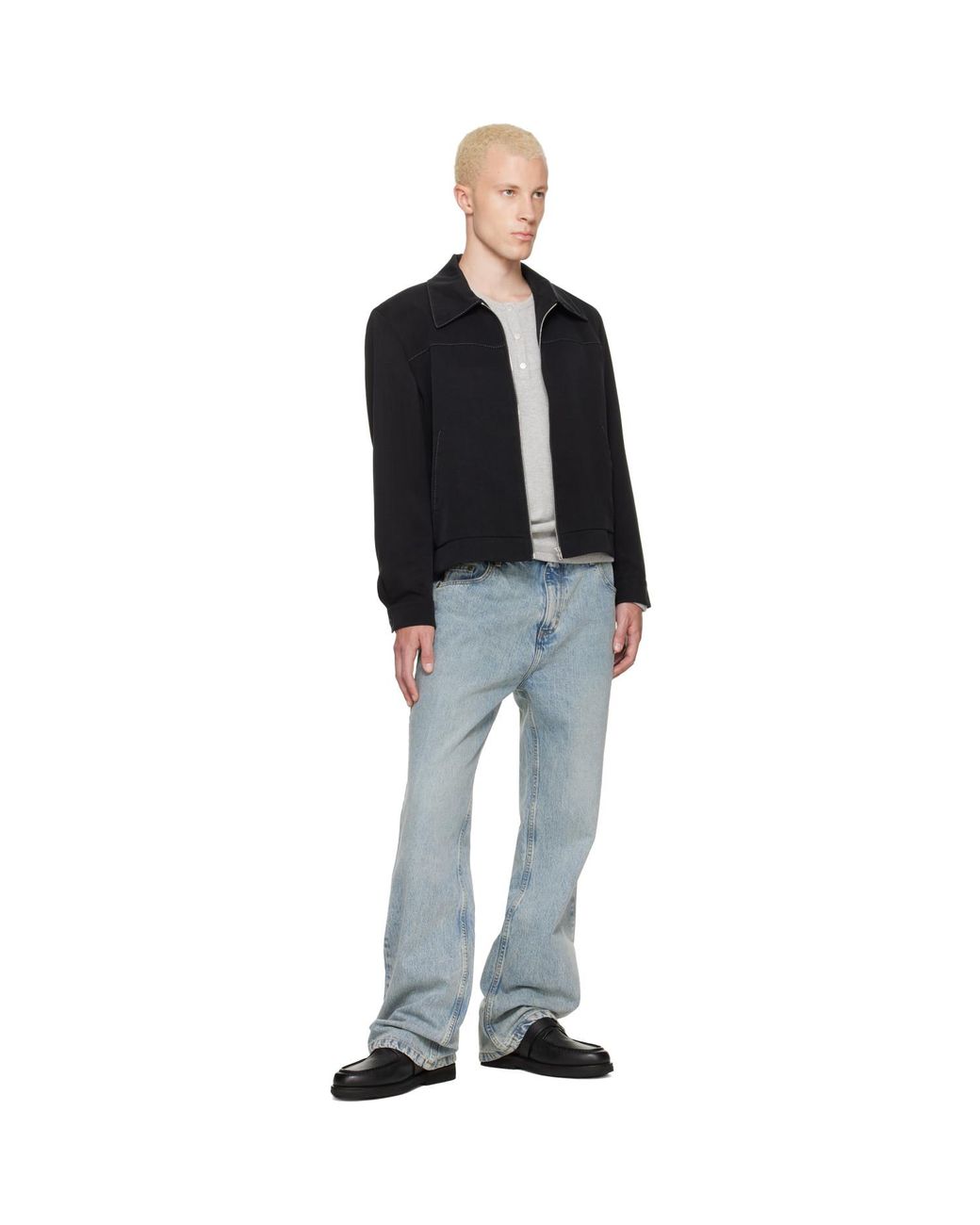 Second/Layer Blue Stone Wash Filmore Slim Boot Cut Jeans for men