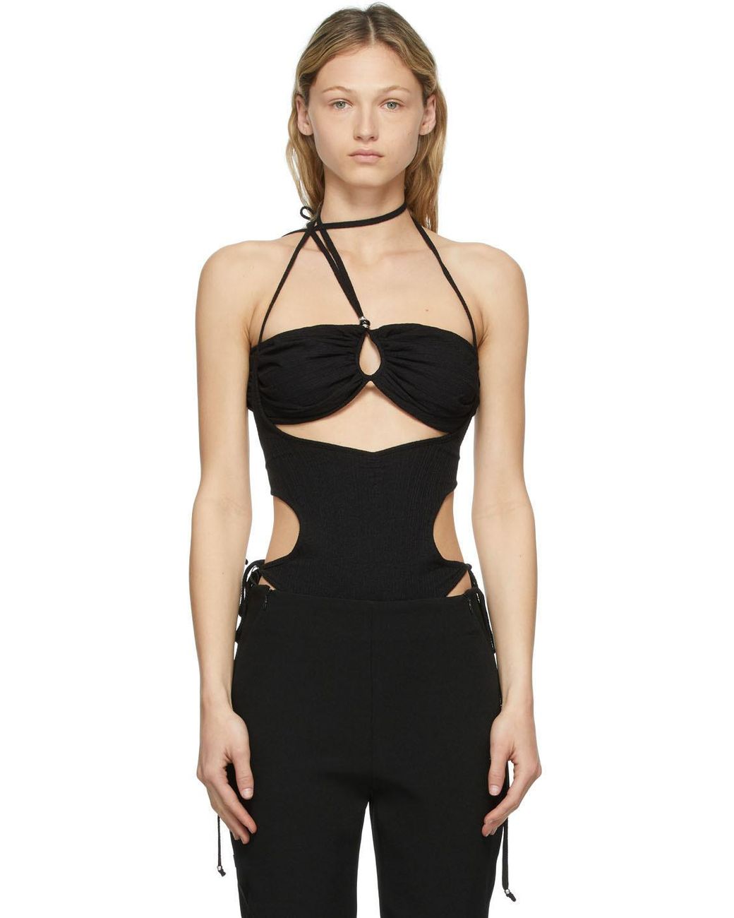 Hyein Seo Bandeau Bodysuit in Black