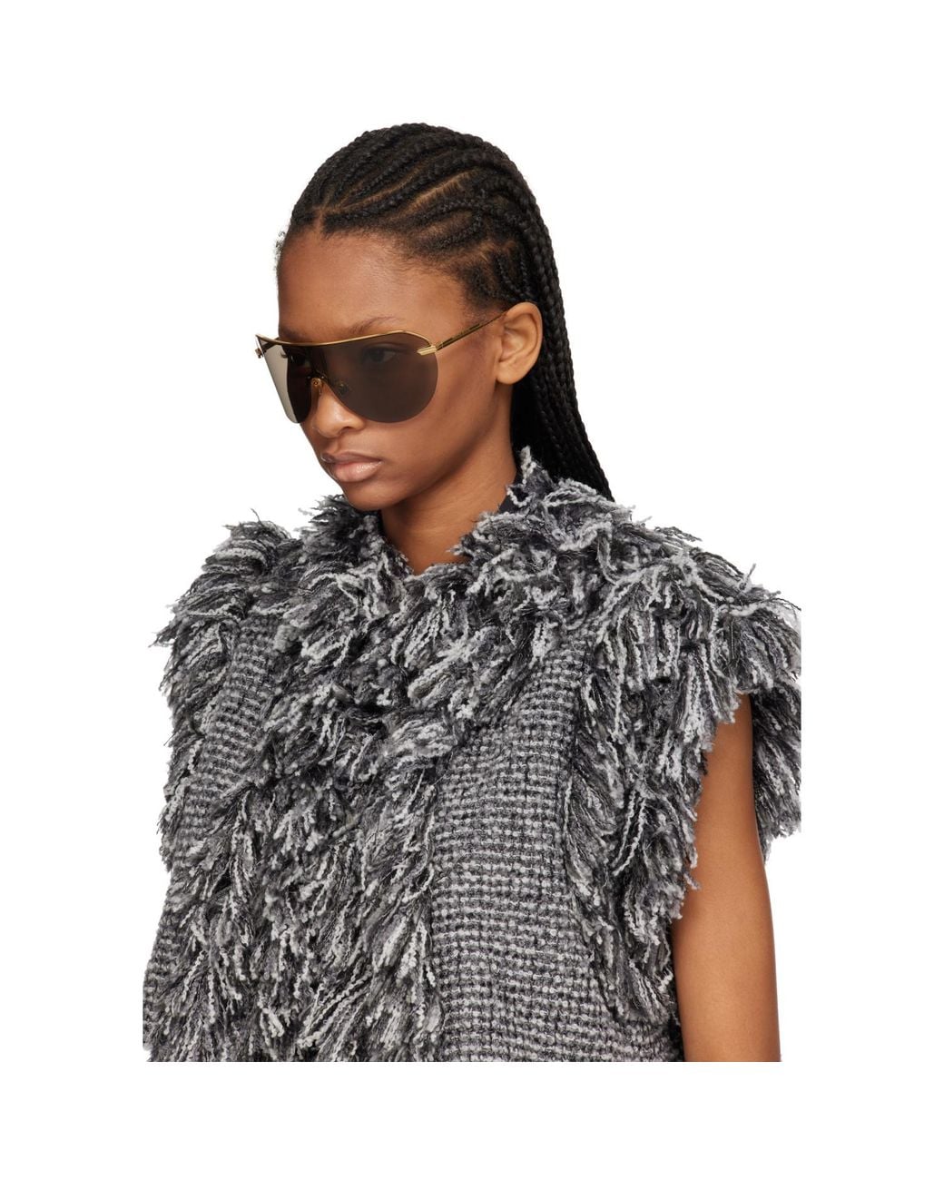 Bottega Veneta Natural Long Ribbon Shield Sunglasses for men