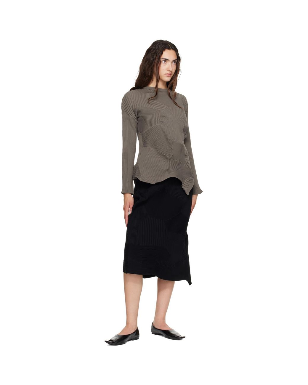 Issey Miyake Black Kone Kone Midi Skirt