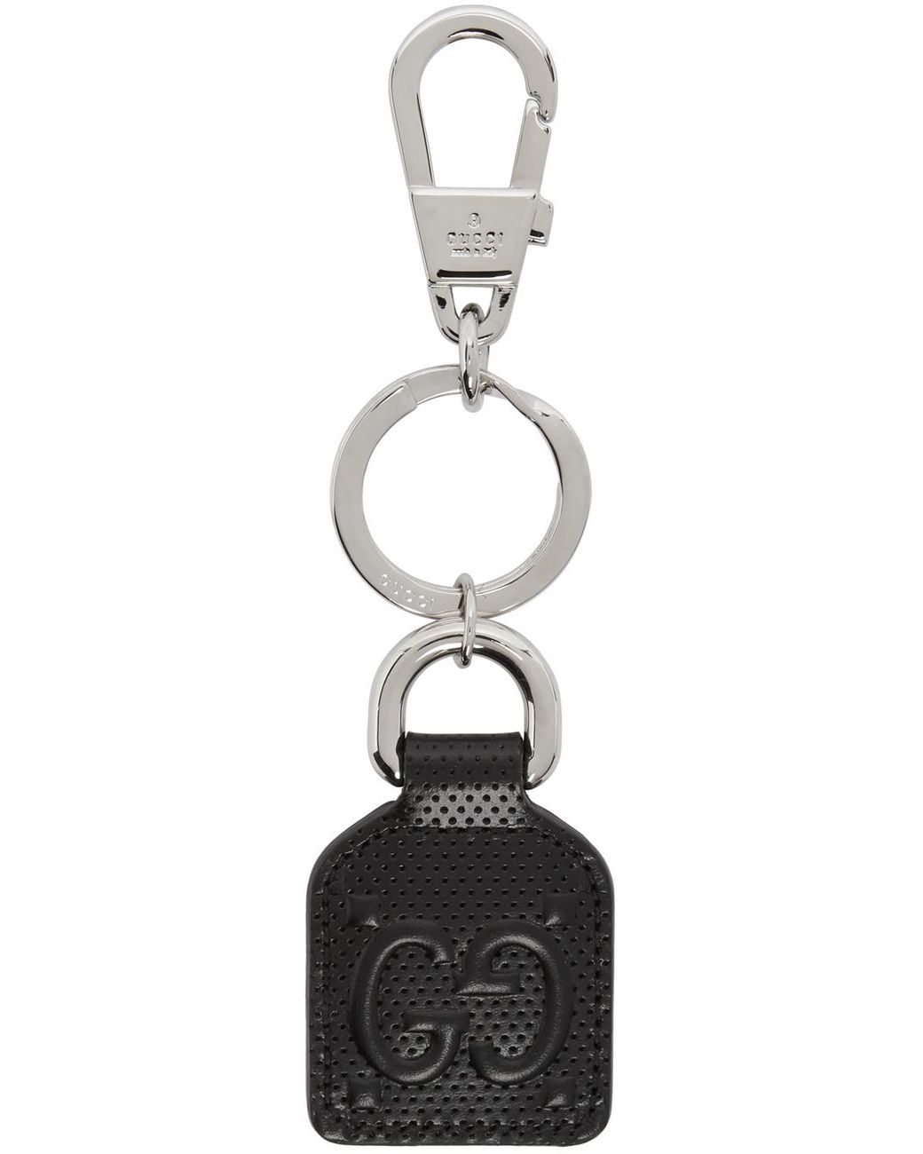 Gucci Black Perforated gg Keychain for Men Lyst