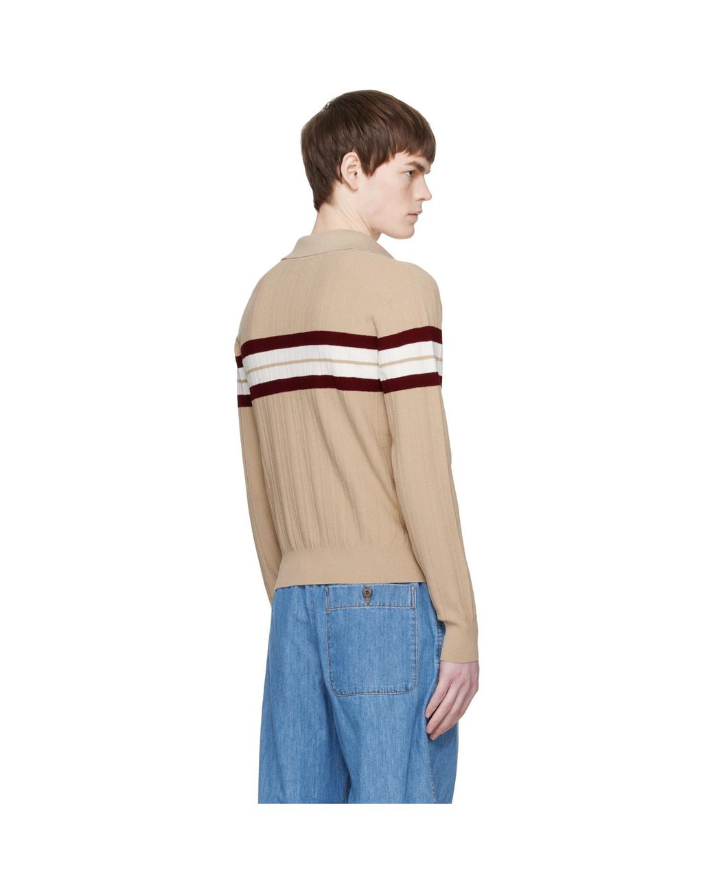 Dries Van Noten Blue Block Stripe Polo for men